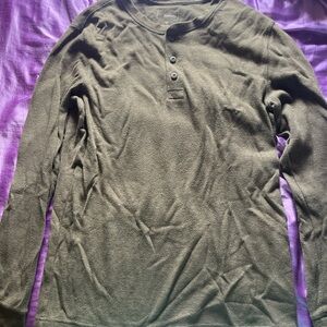 Army green long sleeve button down shirt